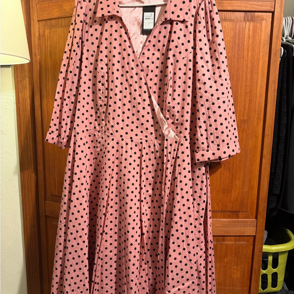 Pink Polka Dot Wrap Dress